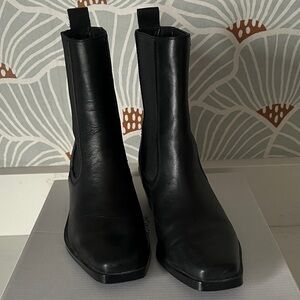 Nordstrom Black Leather booties western style size 7